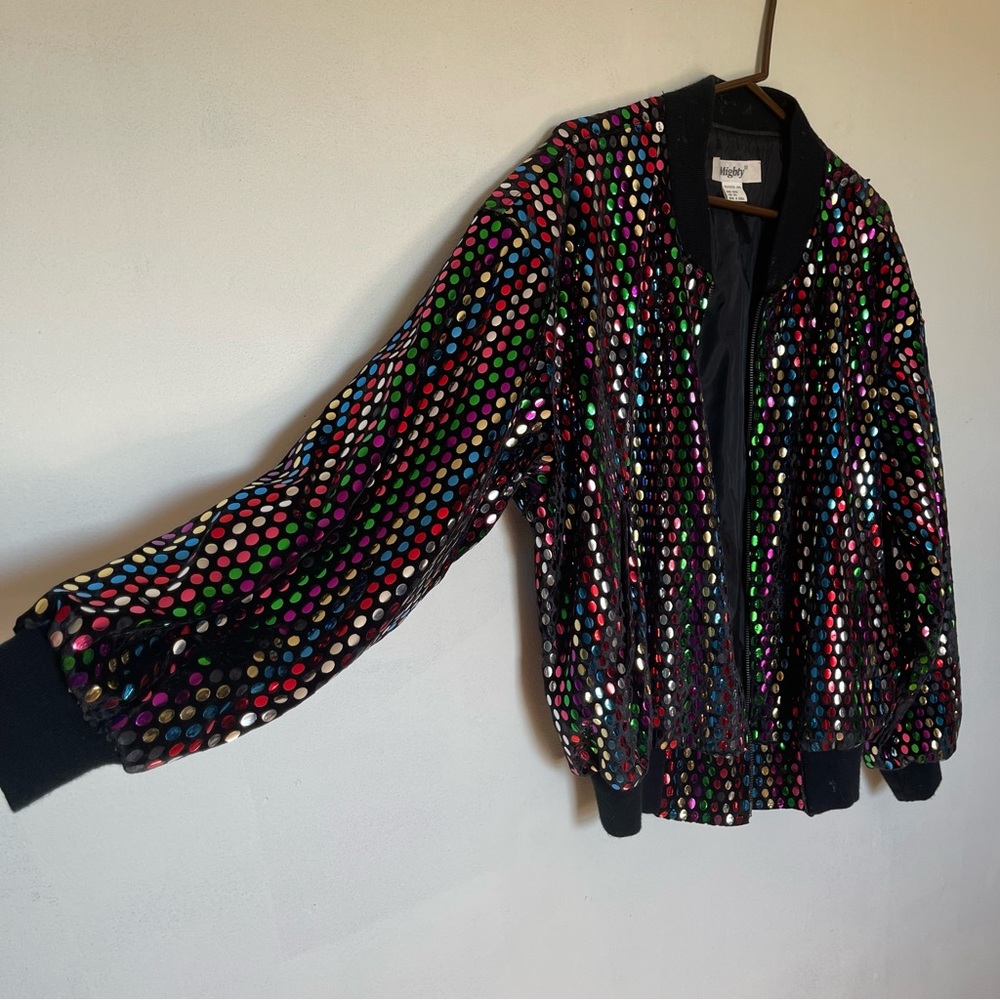 Vintage 80’s Jacket Rainbow Sequins XL. UNISEX